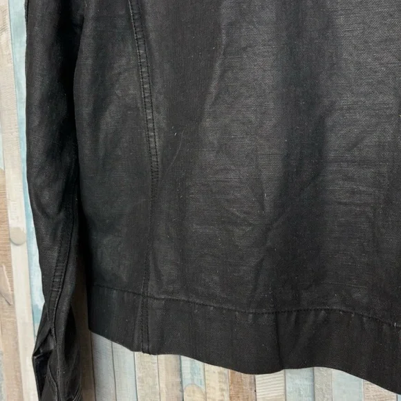 James Perse L Men’s Black Coated Cotton Jean Jacket Utility Denim Zip Front $395 - Picture 7 of 13